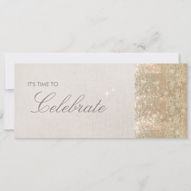 Elegantes und festes Funkelnd Gold Sequins Party Einladung (Vorderseite)