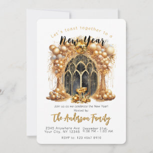 Elegantes und Gold Silvester Party Einladung