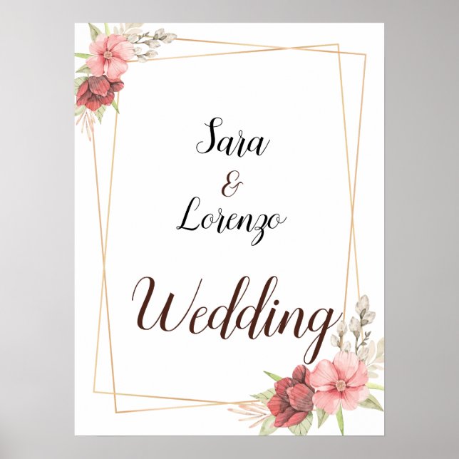 Elegantes und individualisiertes Hochzeitspender W Poster (Vorne)