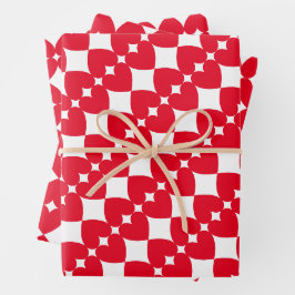 Elegantes und lustig gestreiftes, helles rotes Her Geschenkpapier Set