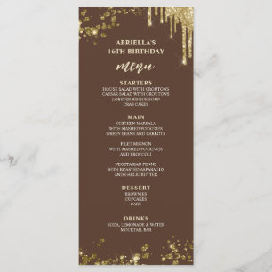 Elegantes und lustiges braunes und goldenes Menü Menükarte