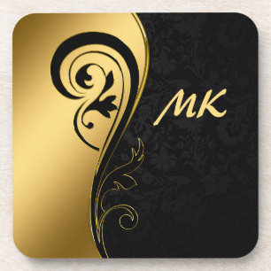Elegantes und luxuriöses Gold Black Design Mit Mon Getränkeuntersetzer