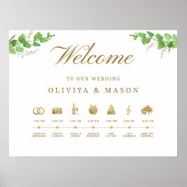 Elegantes und minimales Hochzeitsablauf-Schild  Poster