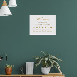 Elegantes und minimales Hochzeitsablauf-Schild  Poster