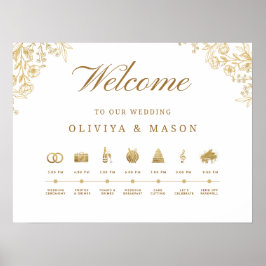 Elegantes und minimalistisches Hochzeitsablauf-Sch Poster