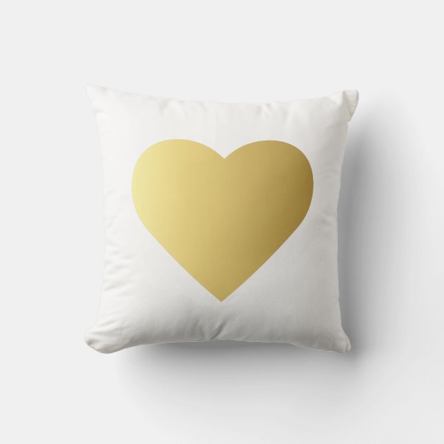 Elegantes und Minimalistisches Imitat-Goldherz Kissen (Vorderseite)