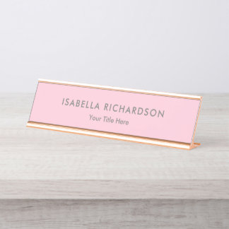Elegantes und Minimalistisches Rosa Schreibtischnamensplakette