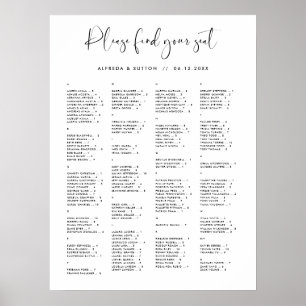 Elegantes und modernes Alphabetisches Sitzdiagramm Poster