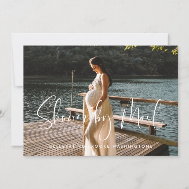 Elegantes und modernes Baby-Dusche mit Foto Einladung (Vorderseite)