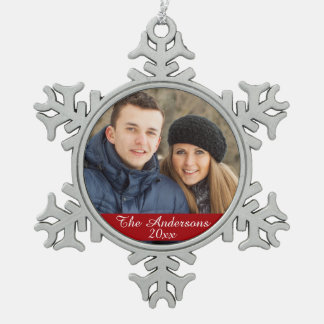 Elegantes und modernes Foto Schneeflocken Zinn-Ornament