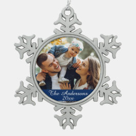 Elegantes und modernes Foto Schneeflocken Zinn-Ornament