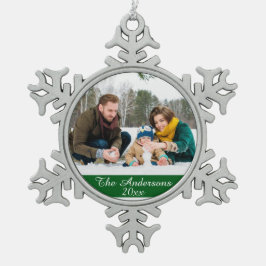 Elegantes und modernes Foto Schneeflocken Zinn-Ornament