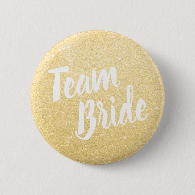 Elegantes und modernes Gold Glitzer Team Hochzeit Button (Vorderseite)
