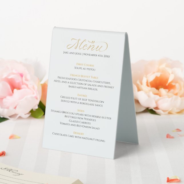 Elegantes und modernes Hochzeitsmenü Tischaufsteller (In Situ (Hochzeit))