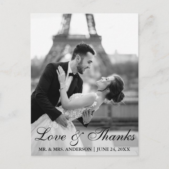 Elegantes und modernes Hochzeitsstil-Foto Liebe un Postkarte (Vorderseite)