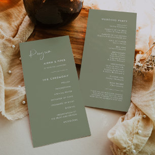Elegantes und modernes "sage grün" Hochzeitsprogra Programm