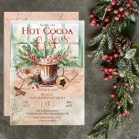 Elegantes und nostalgisches Hot Cocoa and Cookies  Einladung<br><div class="desc">Rosa,  grün,  duskyrot und Zimtbraun Weihnachtsfeiertag "Hot Cocoa and Cookies" Party-Design.</div>