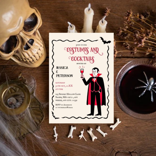 Elegantes und Retro-Kostüme-Halloween-Party Einladung (Von Creator hochgeladen)