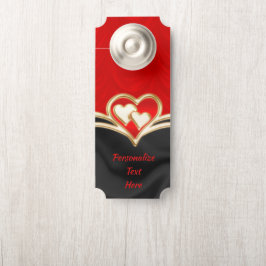 Elegantes und romantisches Black Gold & Red Hearts Türanhänger