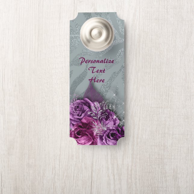 Elegantes und romantisches Lila Rose Bouquet Zimme Türanhänger (Auf Knauf)