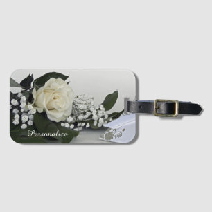 Elegantes und romantisches Weißes Rosenpersonalize Gepäckanhänger