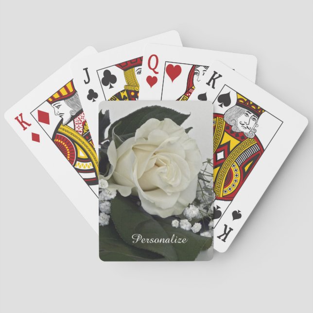 Elegantes und romantisches Weißes Rosenpersonalize Spielkarten (Rückseite)
