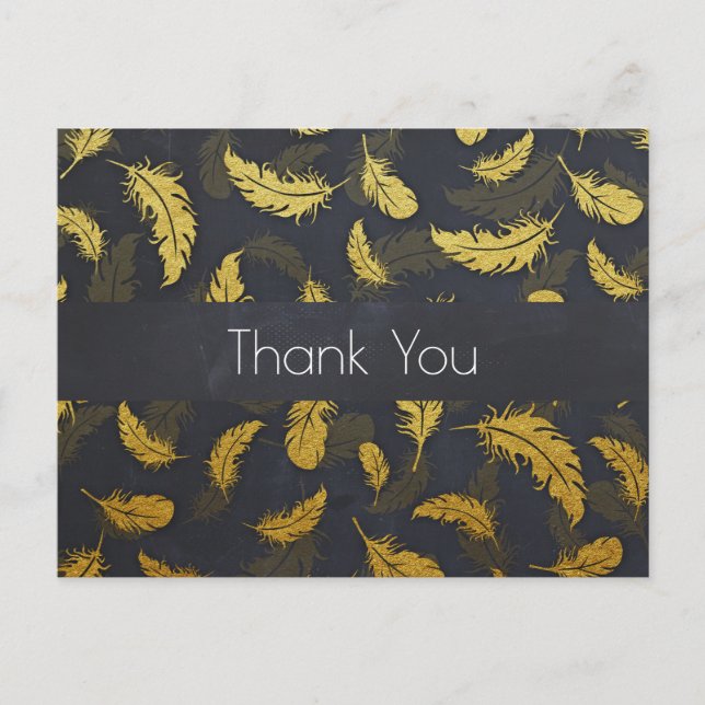 Elegantes und schicke Black and Gold Feather Viele Postkarte (Vorderseite)