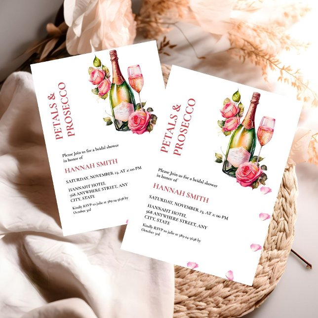 Elegantes und schicke Petals und Prosecco-Brautpar Einladung (Von Creator hochgeladen)