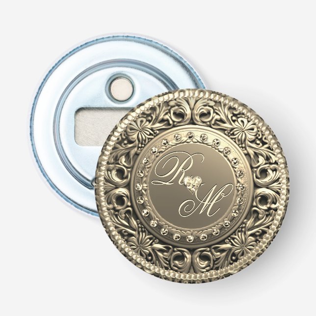 Elegantes und schönes Monogramm Flaschenöffner (Vorderseite)