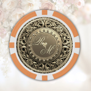 Elegantes und schönes Monogramm Pokerchips