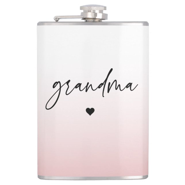 Elegantes und subtile rosa Grandma-Script-Geschenk Flachmann (Vorderseite)