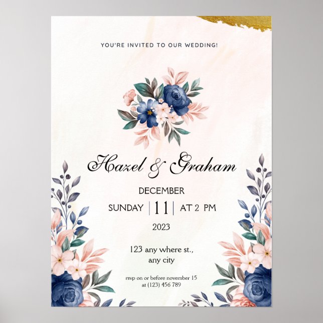Elegantes und trendiges klassisches Hochzeitsposte Poster (Vorne)