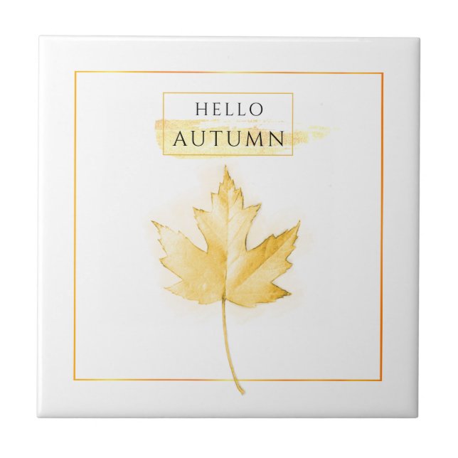Elegantes und trendy Goldenes Herbstblatt Zeichnen Fliese (Vorderseite)