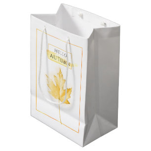 Elegantes und trendy Goldenes Herbstblatt Zeichnen Mittlere Geschenktüte
