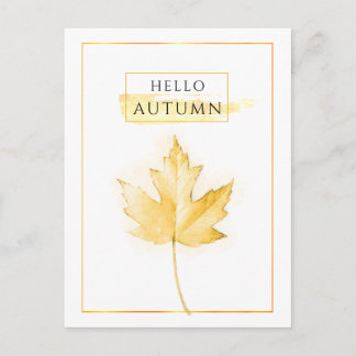 Elegantes und trendy Goldenes Herbstblatt Zeichnen Postkarte