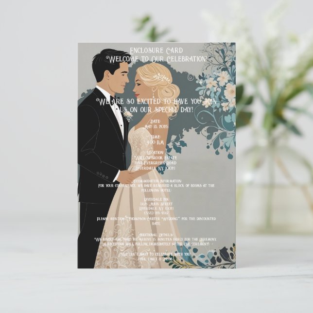 Elegantes und zeitloses Hochzeitsdesign Begleitkarte (Stehend Vorderseite)