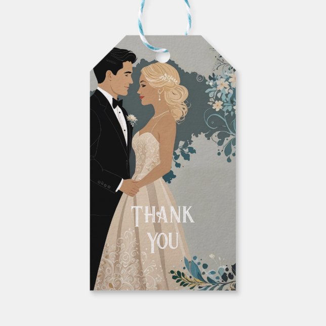 Elegantes und zeitloses Hochzeitsdesign Geschenkanhänger (Rückseite)