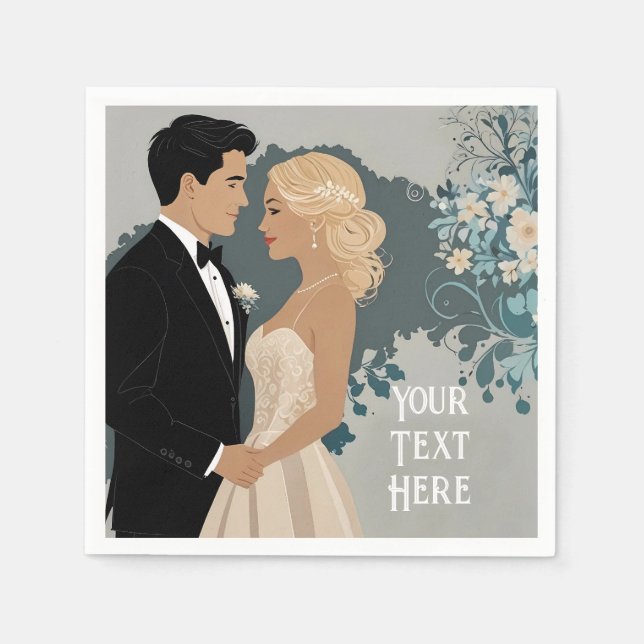 Elegantes und zeitloses Hochzeitsdesign Serviette (Vorderseite)