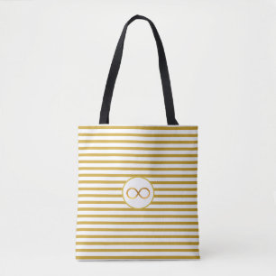 Elegantes Unendlichkeitssymbol & goldene Streifen Tasche