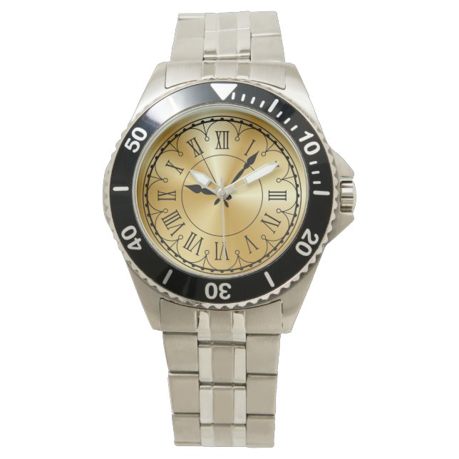 Elegantes Unisex-Überformat Stainless Steel Bracel Armbanduhr (Vorderseite)