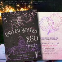 Elegantes US 250 Jahre Feuerwerk Lila Capitol Hill