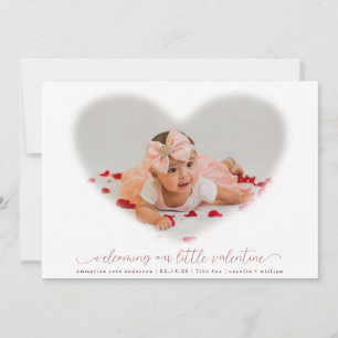 Elegantes Valentine Foto Overlay Geburtsankündigun Einladung