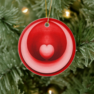 Elegantes Valentine's Day Love Herz Keramik Ornament