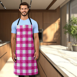 Elegantes Valentins-Pink-Glitter-Tartan auf Weiß Schürze