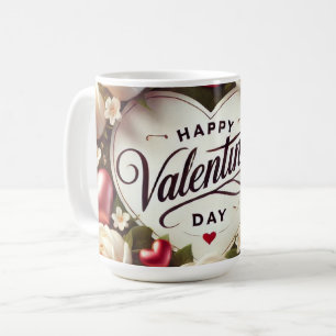 Elegantes Valentinstag-Design mit Rose Kaffeetasse
