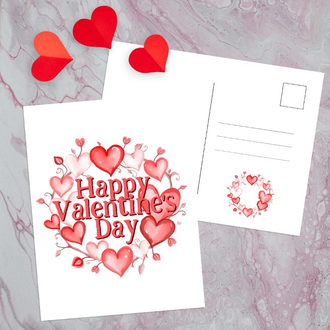 Elegantes Valentinstag - Herz und Reben Postkarte (Von Creator hochgeladen)