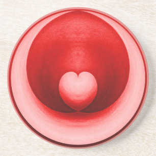 Elegantes Valentinstag-Liebesherz Sandstein Untersetzer