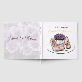 Elegantes Veilchen-Blumen-Lesbisches Hochzeitsgäst Gästebuch