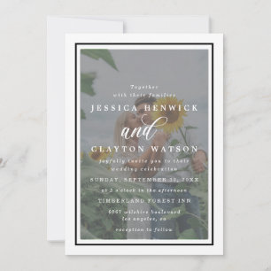 Elegantes Vellum Black & White Overlay Foto Hochze Einladung