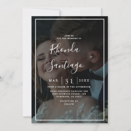 Elegantes Vellum Black & White Overlay Foto Hochze Einladung